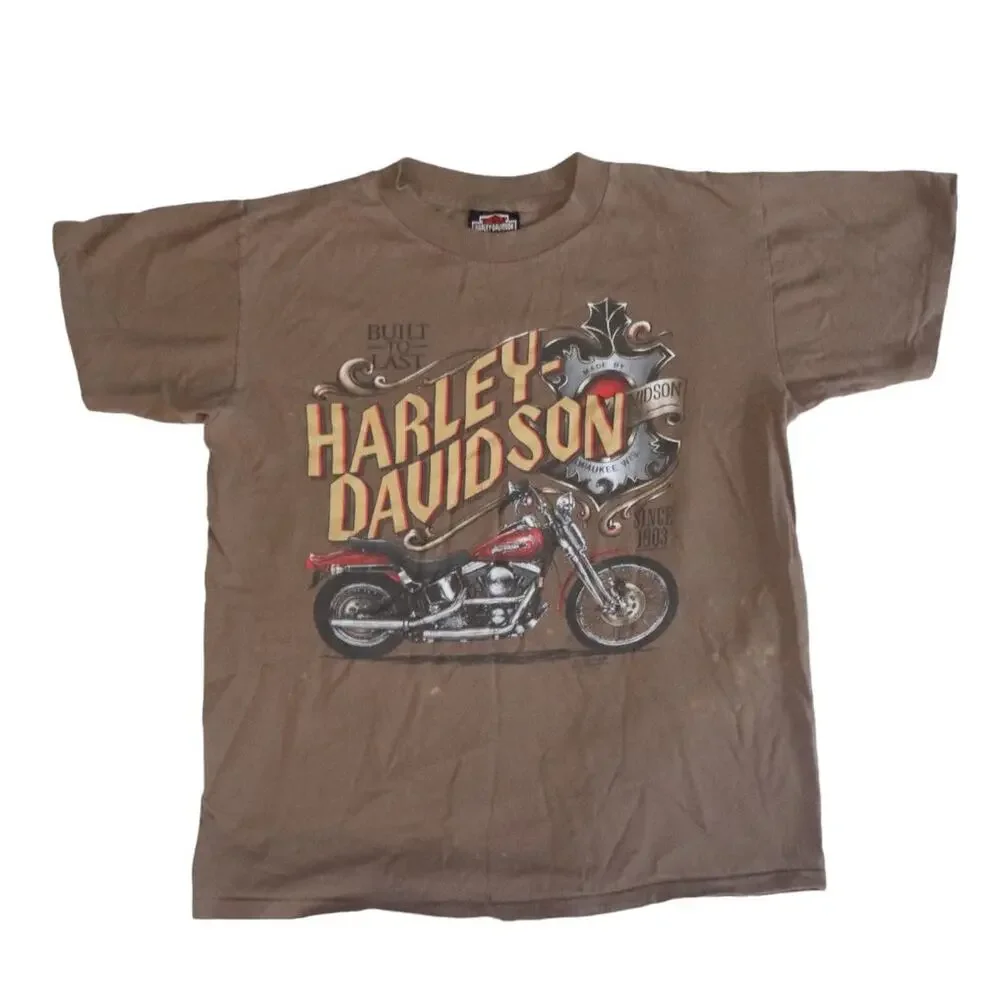 Vintage 90s 1991 3D Emblem Harley Davidson Motorcycle T-shirt Size Medium - Picture 1 of 9
